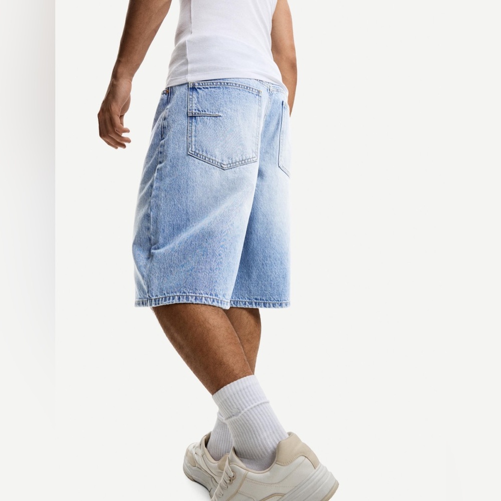 Bershka Light Blue Denim Baggy Bermuda Shorts 31 - Picture 3 of 10